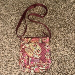 Vera Bradley Purple and Pink Crossbody Bag with Floral Design